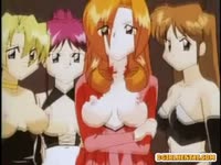 Naughty anime chicks teasing a young kid